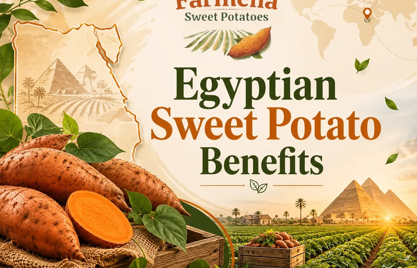 Egyptian sweet potato benefits illustrated through export-quality sweet potatoes grown in Egyptian farming fields
