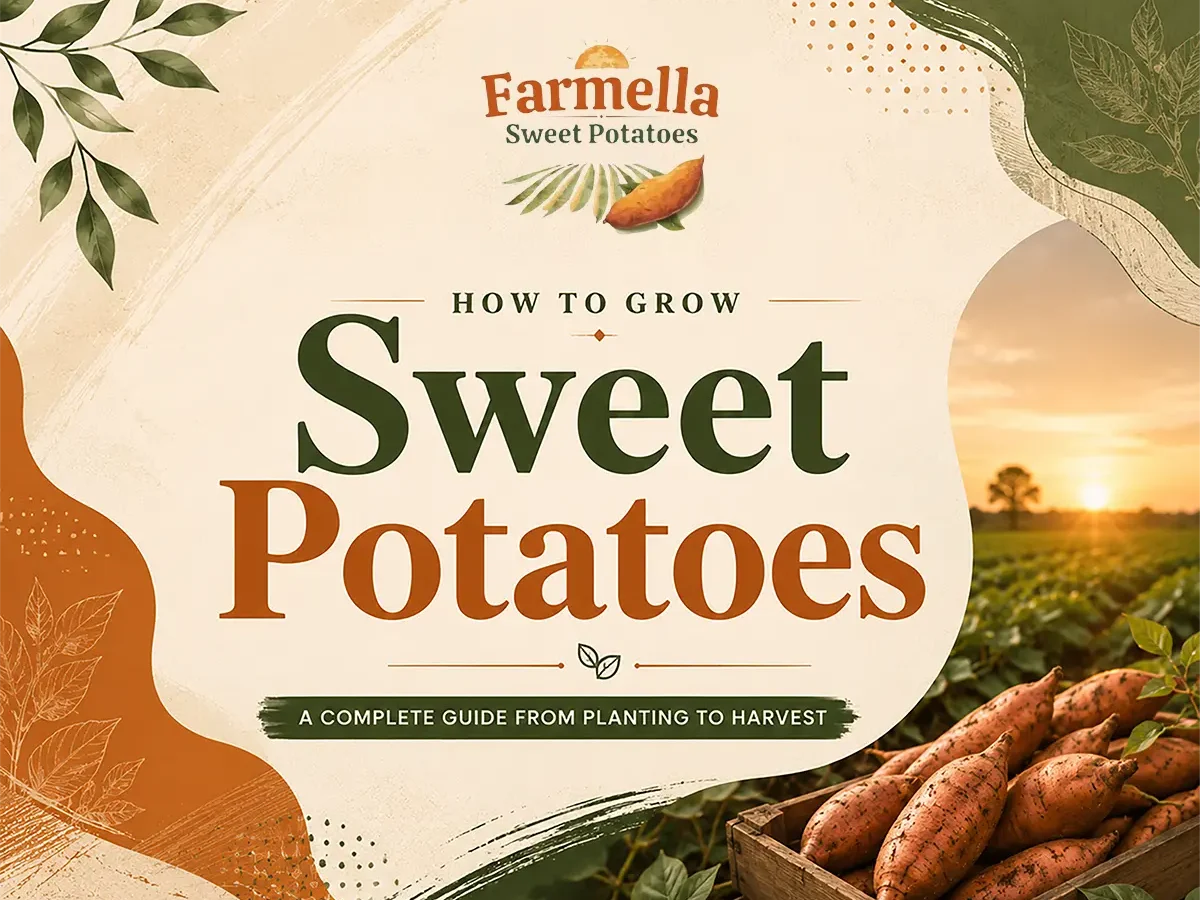 Illustration about how to grow sweet potatoes from planting to harvest for healthy growth and better crop quality