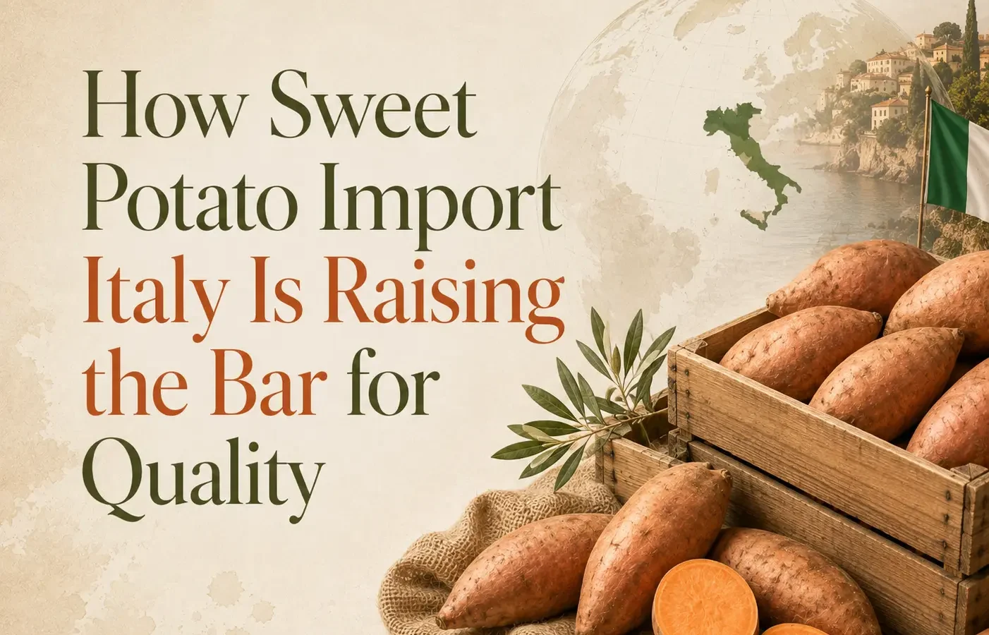 Sweet potato import Italy with premium sweet potatoes prepared for Italian buyers and commercial distribution