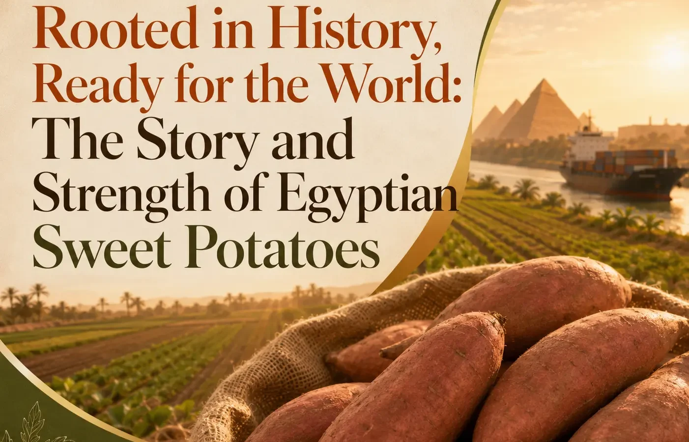 Egyptian sweet potatoes grown on Egyptian farmland and prepared for international markets