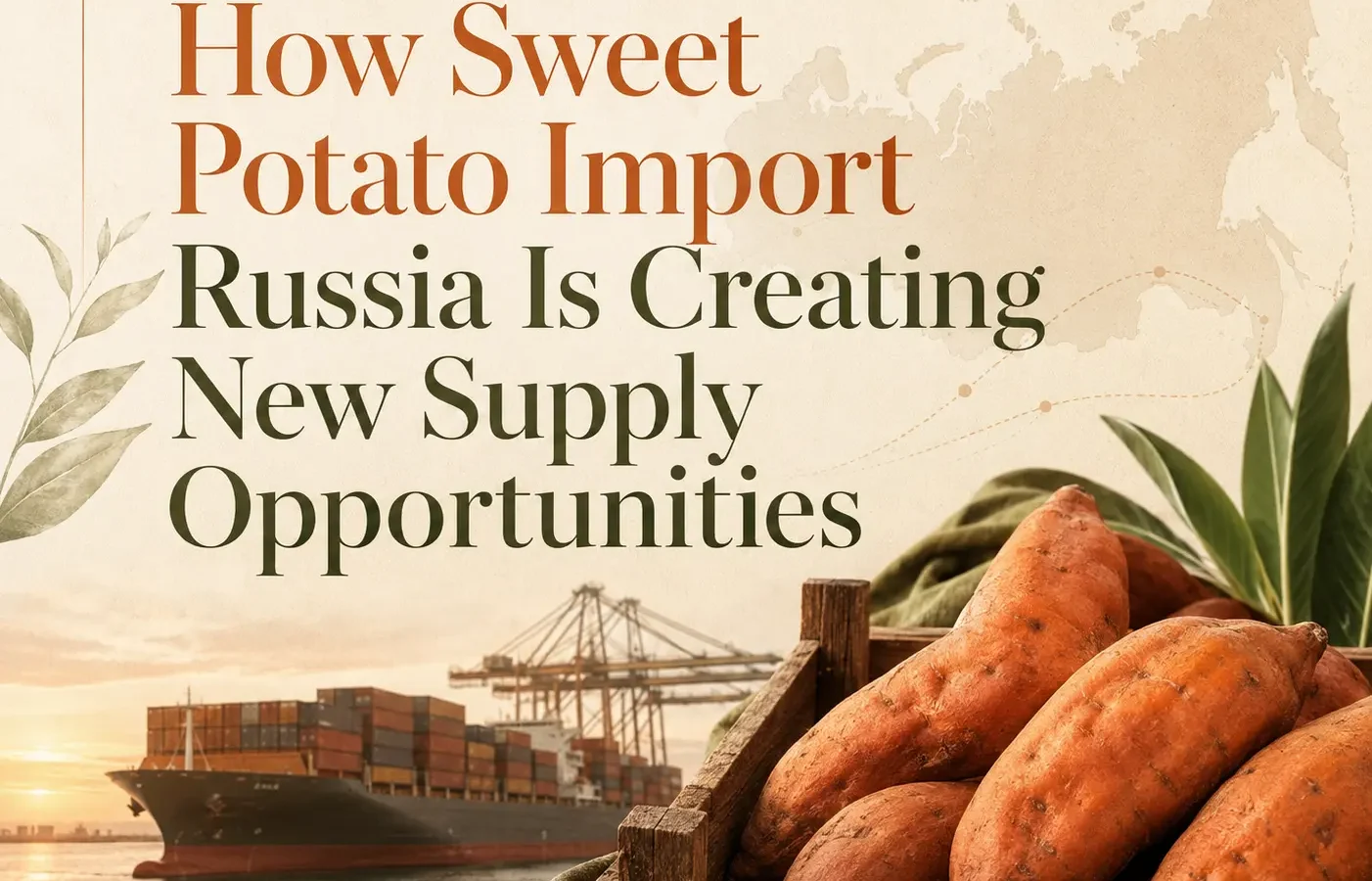 Sweet potato import Russia with fresh sweet potatoes prepared for international shipping and Russian market supply